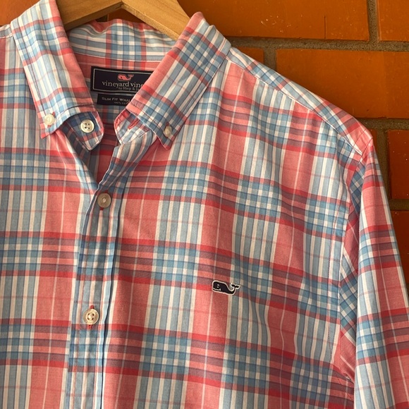 VINEYARD VINE'S Men's Slim Fit Whale Long Sleeve Button Down Plaid Shirt Size M - Picture 2 of 5